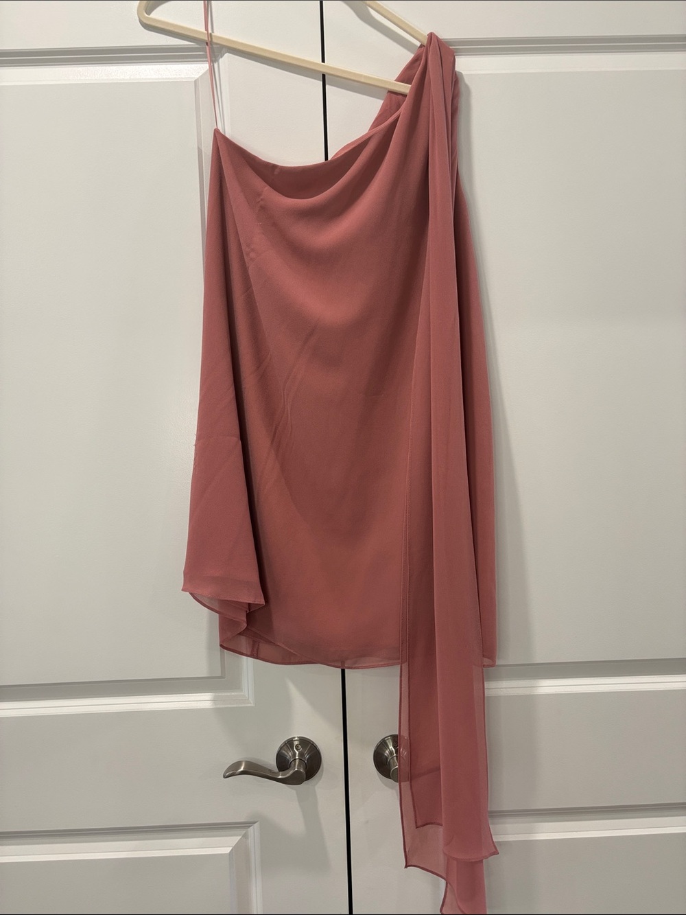 Amanda Uprichard Asymmetrical Draped dress in Dusty Rose